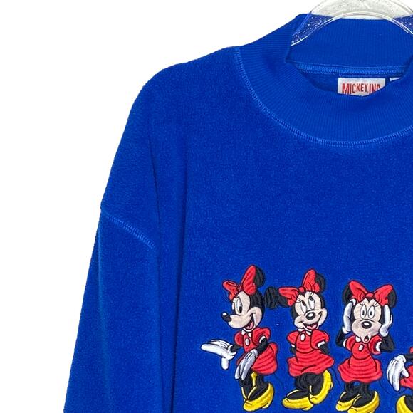 Vintage Disney Mickey Inc Womens Size Medium Blue Minnie Mouse Fleece Top - Picture 2 of 11